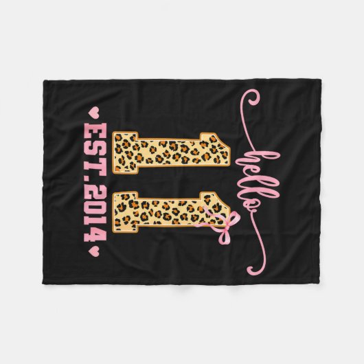 Hello Eleven Est 2014 11th Birthday Coquette Bow L Fleecedecke (Vorderseite (Horizontal))