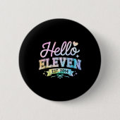 Hello Eleven Est 2014 Coquette Bow 11th Birthday G Button (Vorderseite)