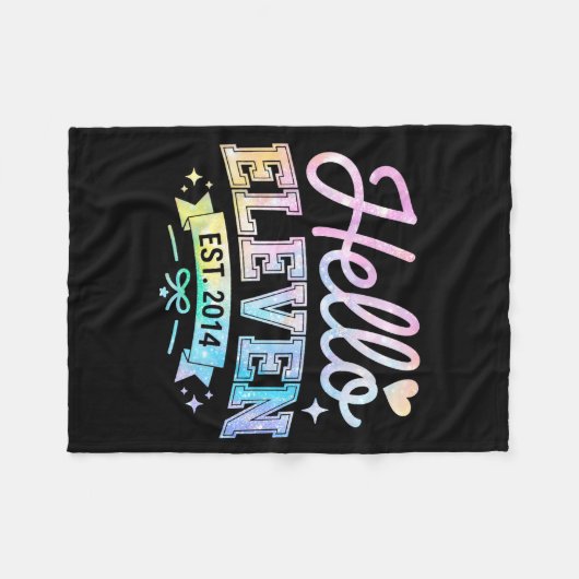 Hello Eleven Est 2014 Coquette Bow 11th Birthday G Fleecedecke (Vorderseite (Horizontal))