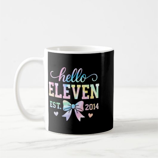 Hello Eleven Est 2014 Coquette Bow 11th Birthday G Kaffeetasse (Links)