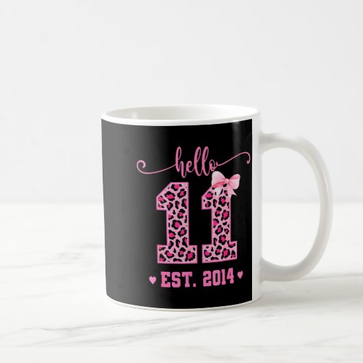 Hello Eleven Est 2014 Coquette Bow 11th Birthday G Kaffeetasse (Rechts)