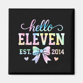 Hello Eleven Est 2014 Coquette Bow 11th Birthday G Magnet (Vorne)