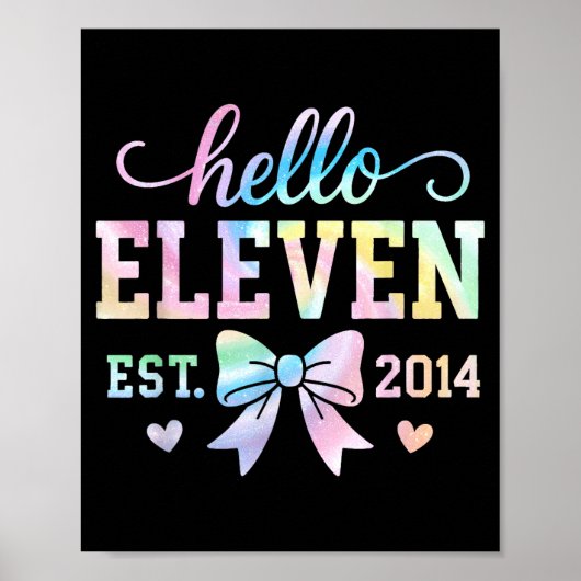 Hello Eleven Est 2014 Coquette Bow 11th Birthday G Poster (Vorne)