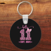 Hello Eleven Est 2014 Coquette Bow 11th Birthday G Schlüsselanhänger (Vorderseite)