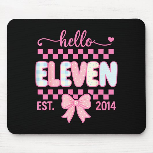 Hello Eleven Est 2014 Coquette Bow Happy 11th Birt Mousepad (Vorne)