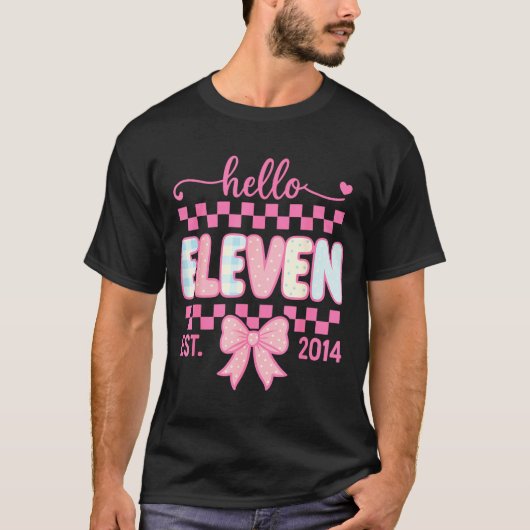 Hello Eleven Est 2014 Coquette Bow Happy 11th Birt T-Shirt (Vorderseite)