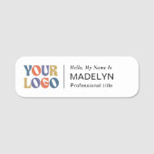Hello Employee Company Logo White Magnetic  Namensschild (Vorderseite)