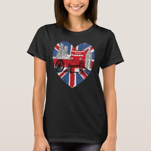 Hello England I Love London English Flag Heart Eng T-Shirt (Vorderseite)