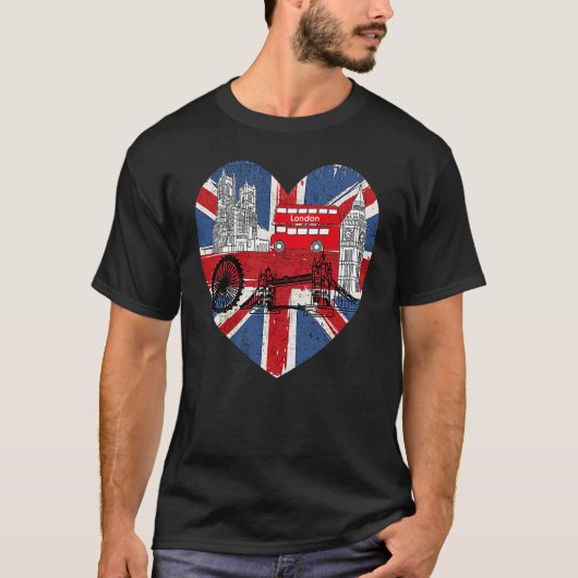 Hello England I Love London English Flag Heart Eng T-Shirt (Vorderseite)