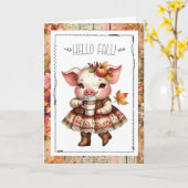 Hello Fall Adorable Farmhouse Pig  Karte (Gelbe Blume)