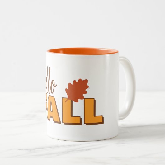Hello Fall Autumn Mug Zweifarbige Tasse (VorderseiteRechts)