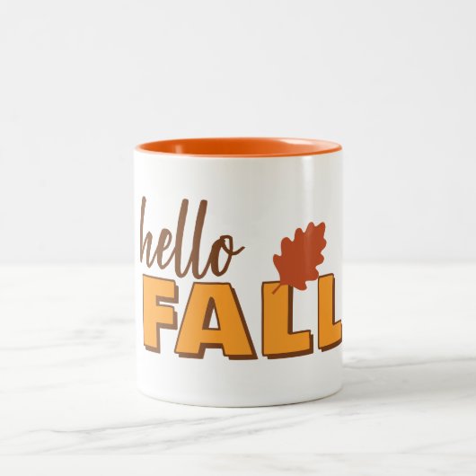 Hello Fall Autumn Mug Zweifarbige Tasse (Mittel)