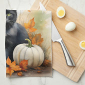 Hello Fall Black Cat Harvest Küchentücher (Viertel Falte)