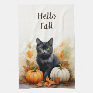 Hello Fall Black Cat Harvest Küchentücher
