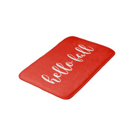 Hello Fall Bright Warm Red Script Typografie Badematte