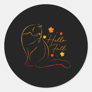 Hello Fall Cat Kitten Cat Lovers Frauen Mädchen Da Runder Aufkleber