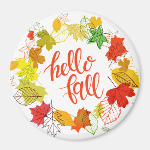 "hello fall" Circle Magnet
