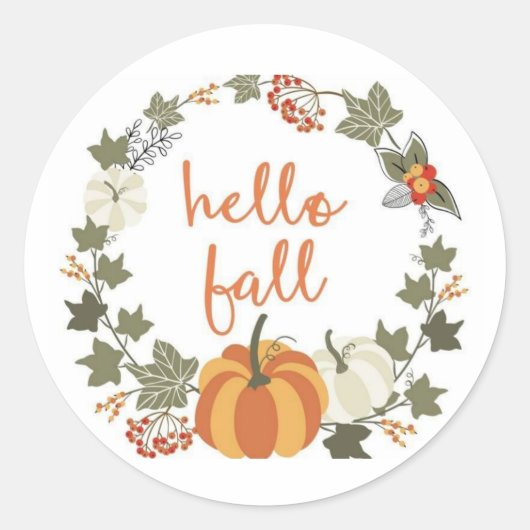 Hello Fall Classic Round Stickers (Vorderseite)