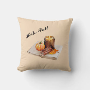Hello Fall Cosy Candle Pumpkin Herbst Kissen