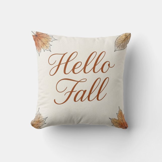 Hello Fall Elegant Watercolor Autumn Foliage  Kissen (Vorderseite)