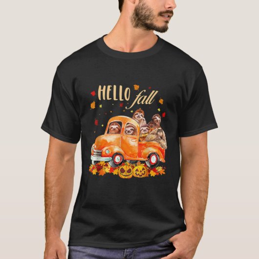 Hello Fall Funny Sloth T Shirt Halloween Pumkin T (Vorderseite)