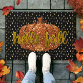 Hello Fall Glitzer Pumpkin + Metallic Gold & Black Fußmatte
