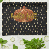 Hello Fall Glitzer Pumpkin + Metallic Gold & Black Geschirrtuch (Gefaltet)