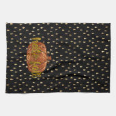Hello Fall Glitzer Pumpkin + Metallic Gold & Black Geschirrtuch (Horizontal)