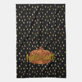 Hello Fall Glitzer Pumpkin + Metallic Gold & Black Geschirrtuch (Vertikal)