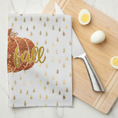 Hello Fall Glitzer Pumpkin + Metallic Gold & White Geschirrtuch (Viertel Falte)