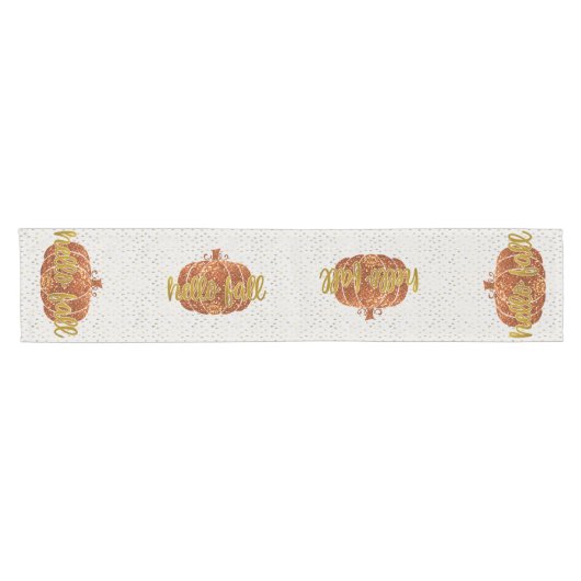 Hello Fall Glitzer Pumpkin + Metallic Gold & White Kurzer Tischläufer (Horizontal)