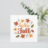 Hello Fall Greeting Card with Autumn Leaves (Stehend Vorderseite)
