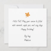 Hello Fall Greeting Card with Autumn Leaves (Rückseite)