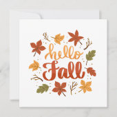 Hello Fall Greeting Card with Autumn Leaves (Vorderseite)