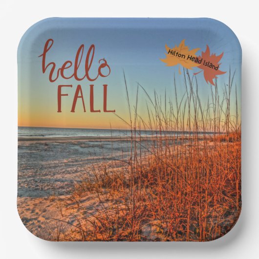 Hello Fall Hilton Head Island Beach South Carolina Pappteller (Vorderseite)