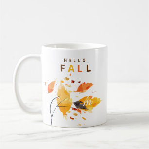Hello Fall Initial Watercolor-Blätter Kaffeetasse