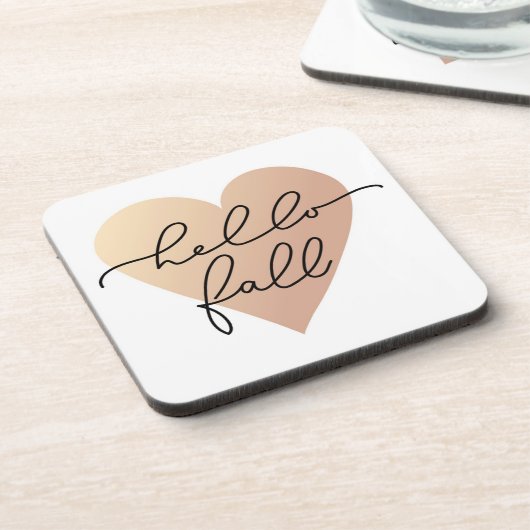 Hello Fall Liebe Heart Getränkeuntersetzer (Linke Seite)