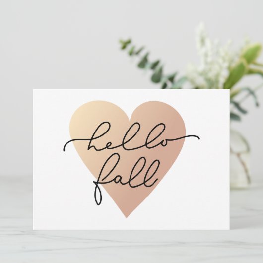 Hello Fall Liebe Heart Karte (Stehend Vorderseite)