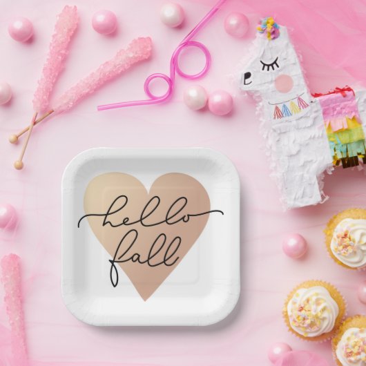 Hello Fall Liebe Heart Pappteller (Party)