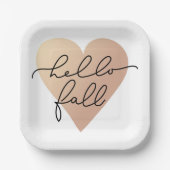 Hello Fall Liebe Heart Pappteller (Vorderseite)