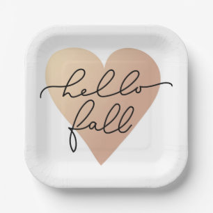 Hello Fall Liebe Heart Pappteller