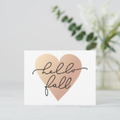 Hello Fall Liebe Heart Postkarte (Stehend Vorderseite)
