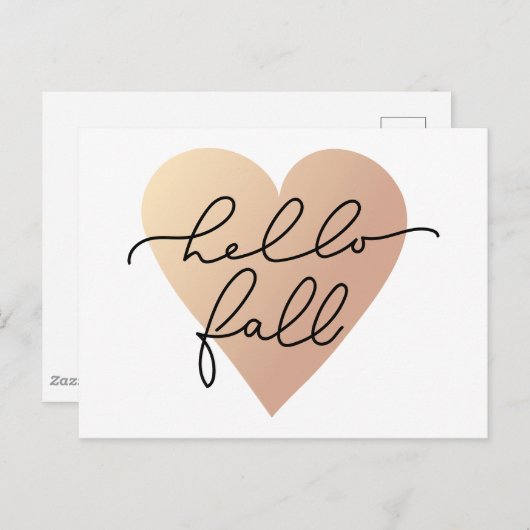 Hello Fall Liebe Heart Postkarte (Vorne/Hinten)