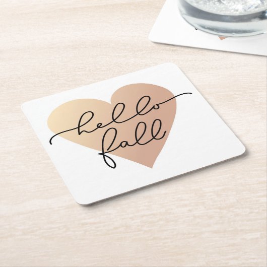 Hello Fall Liebe Heart Rechteckiger Pappuntersetzer (angewinkelt)