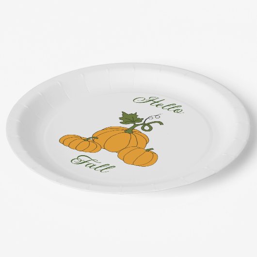 Hello Fall Minimalistisch Niedlich Pappteller (Schrägansicht)