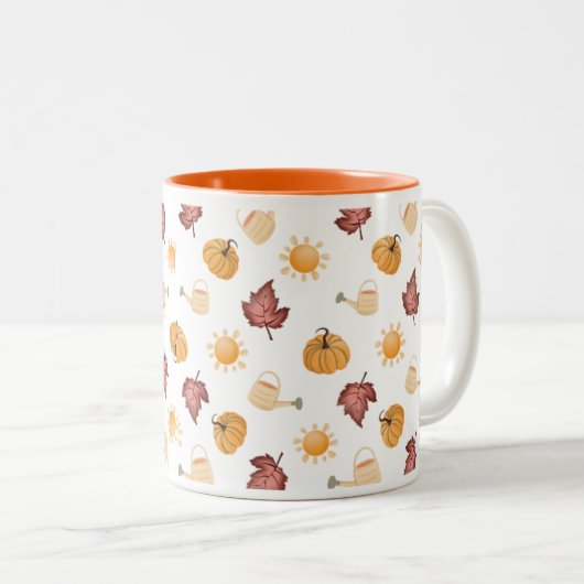 “Hello Fall” Mug | Cozy Autumn Aesthetic | Seasona Zweifarbige Tasse (VorderseiteRechts)