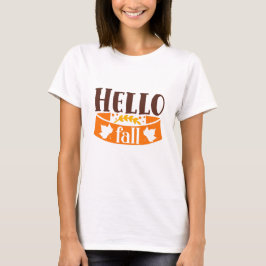Hello Fall Niedlich Girl Autumn Typografy Zitat T-Shirt