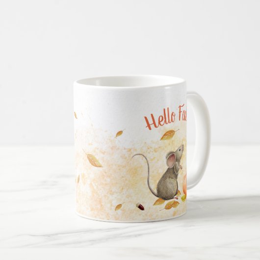 Hello Fall Niedlich Mouse Erntedank Kaffeetasse (VorderseiteRechts)