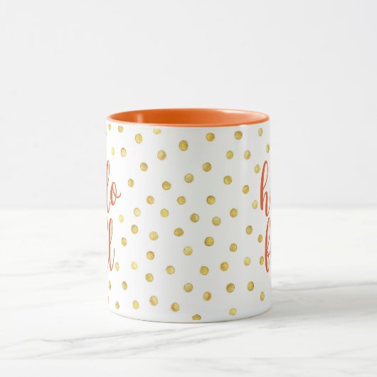 Hello Fall Orange Gold Imitate Foil Dots Tasse (Zentrum)