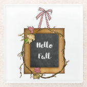 HELLO FALL PLAQUE IN HERBSTFARBEN GLASUNTERSETZER (Vorderseite)